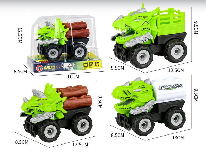 Medium Large Friction Dinosaur Farmer's Car