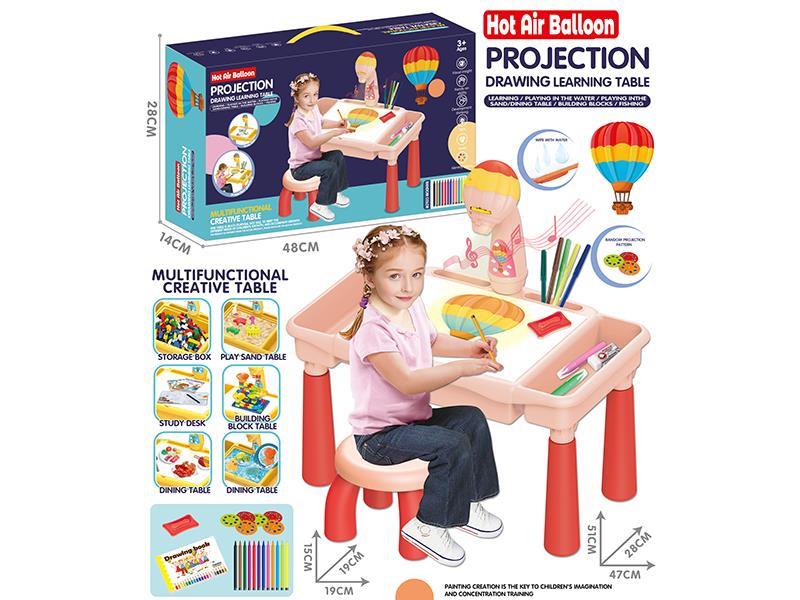 Hot Air Balloon Projection Drawing Learning Table (Pink ,Music)