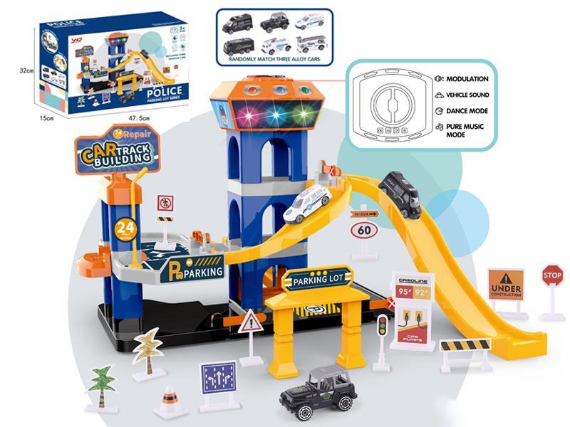 B/O Police Theme Series Three Storey Lifting Track Parking Lot
