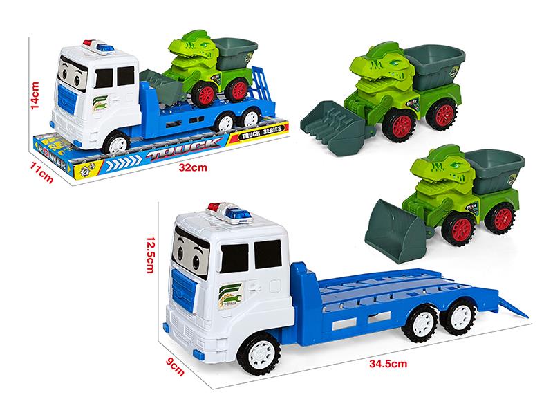 Friction Trailer With Dinosaur Engineering Truck