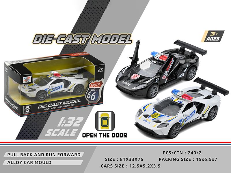 1:32 Pull Back Open The Door Alloy Police Car Ford GT(1PS)