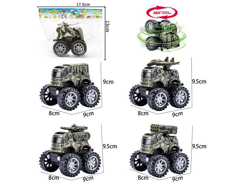 Friction Stunt Military Truck
