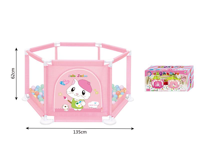 Light Pink Hexagonal Fence Ball Pool + 60 Balls