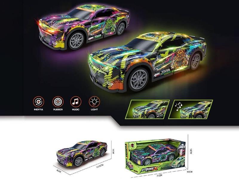 Friction Dodge PVC Car With Lights And Music