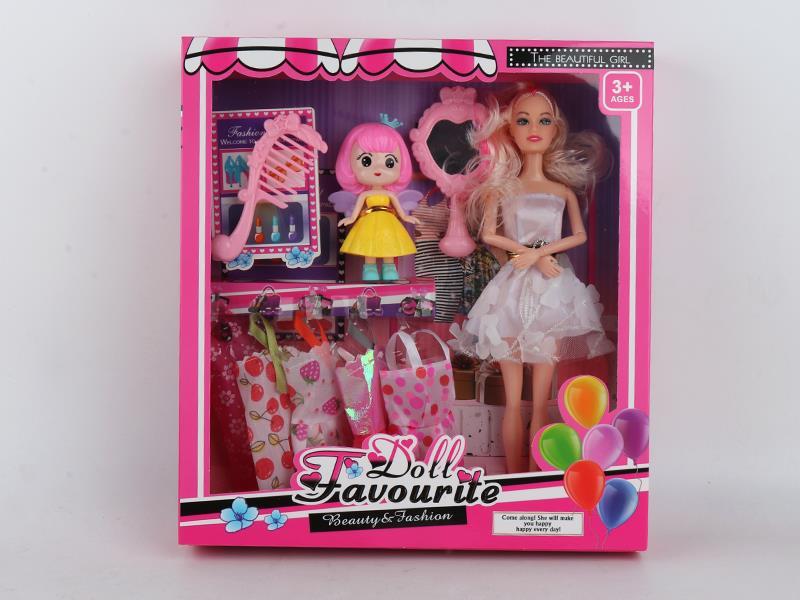 11.5 Inch Solid Articulated Doll+Comb Mirror+Little Princess