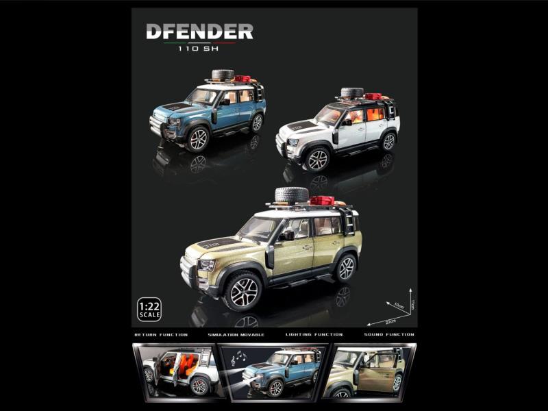 1:22 Land Rover Defender Recoil Alloy Car Model (With Light And Sound)