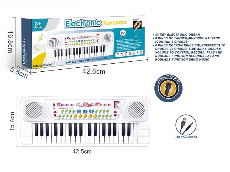 37 Key Multifunctional Electronic Organ With Microphone, USB Cable(White)