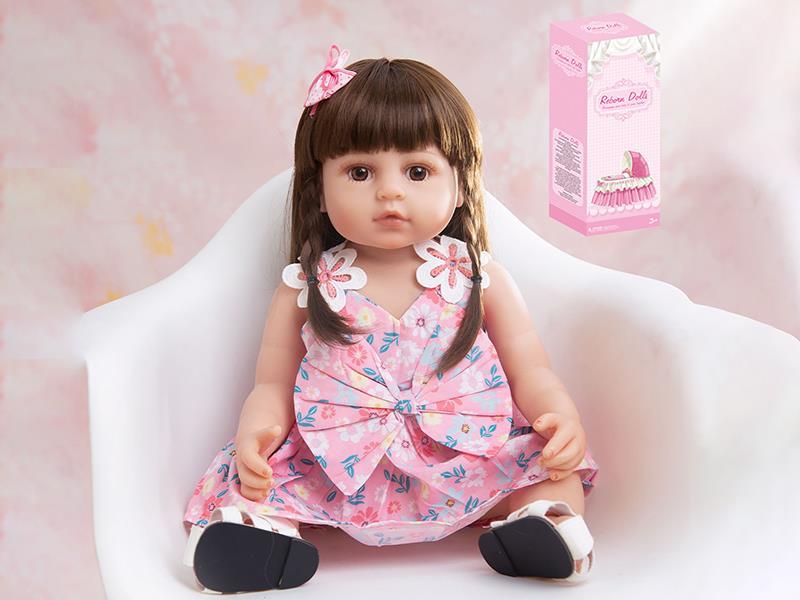 55CM Soft Plastic Reborn Doll  (Wig Sheath) With Bottle,Magnetic Pacifier,Diaper,Birth Card,Sandals