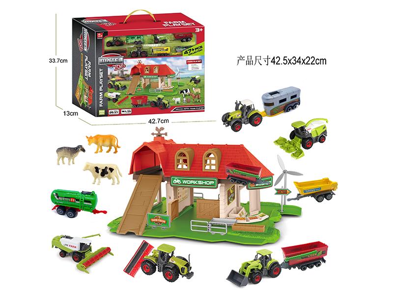 Alloy Car Farm Parking Lot Scene Set