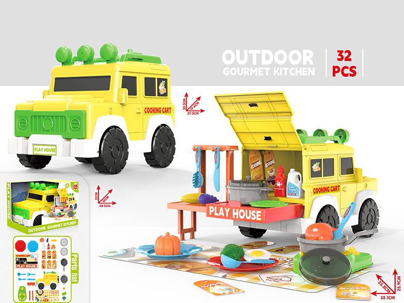 Outdoor Gourmet Kitchen Pretend Play Toys Storage Car