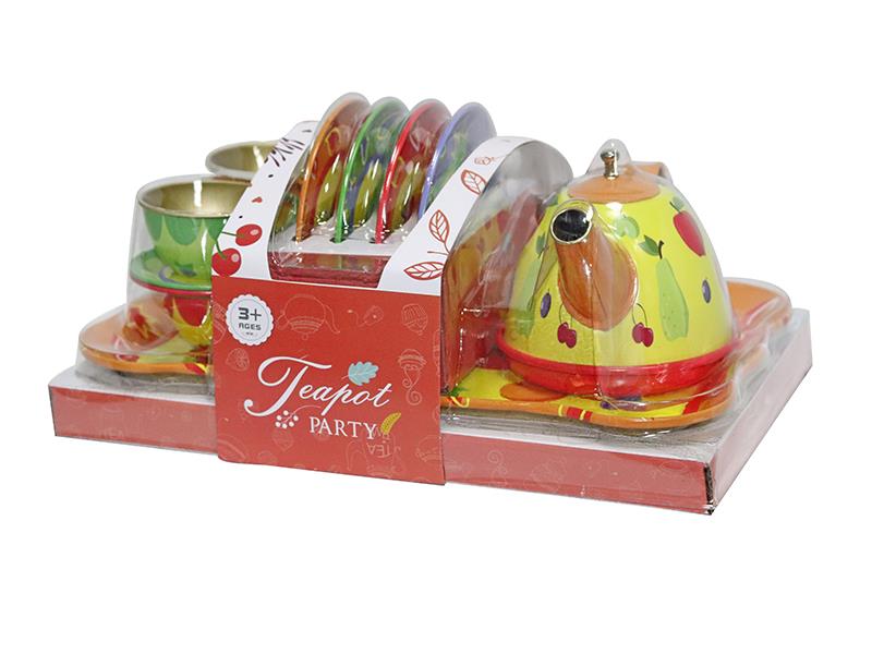 Tinplate Tea Set 14pcs - Fruit Pattern
