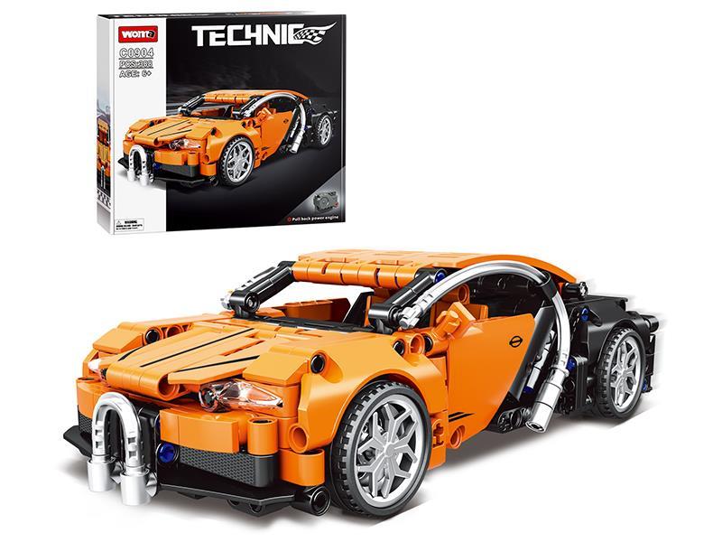 Pull Back Buggati Veyron Sports Car Building Blocks 388pcs
