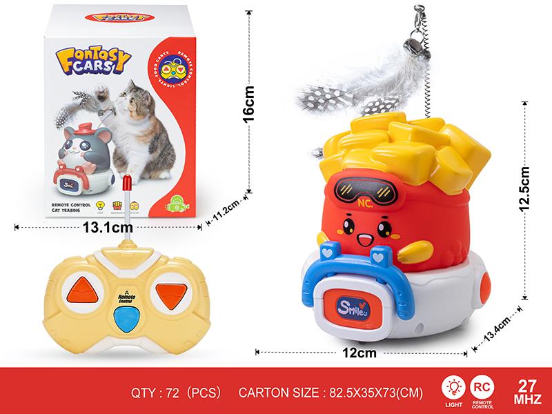 27Mhz 2-Channel Remote Control Cat Teasing Vinyl French Fry Car(With Lights)