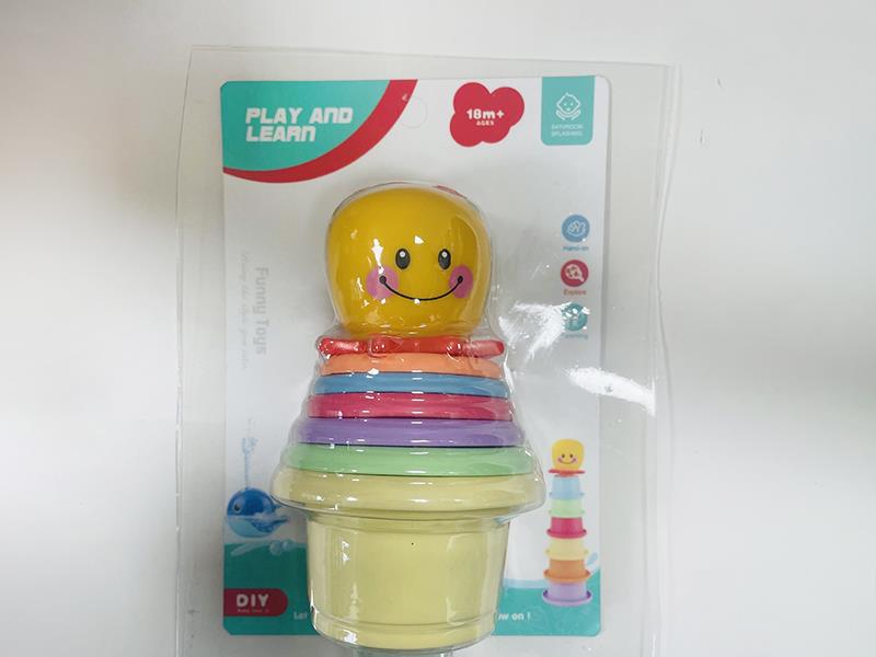 Soft Plastic Octopus Stacked Cup Bath Toys