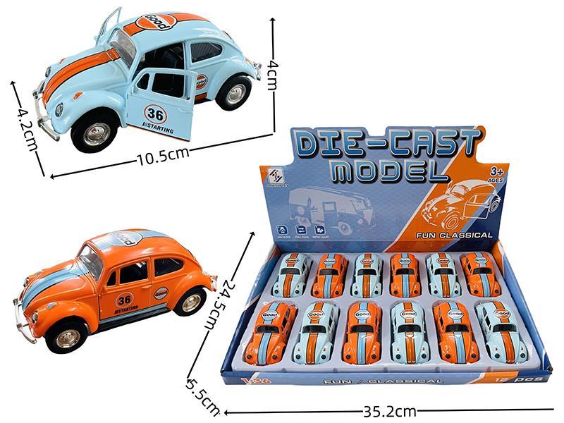 1:36 Pull Back Alloy Volkswagen Beetle(2 Doors Can Open)12PCS