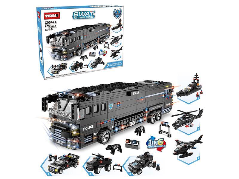 1014pcs Building Blocks - SWAT Anti-Riot Force Thunderstorm Armoured Vehicle