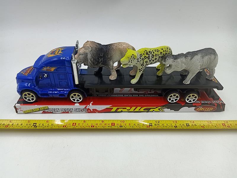 Friction Trailer With 1 Lion, 1 Cheetah, 1 Hippo