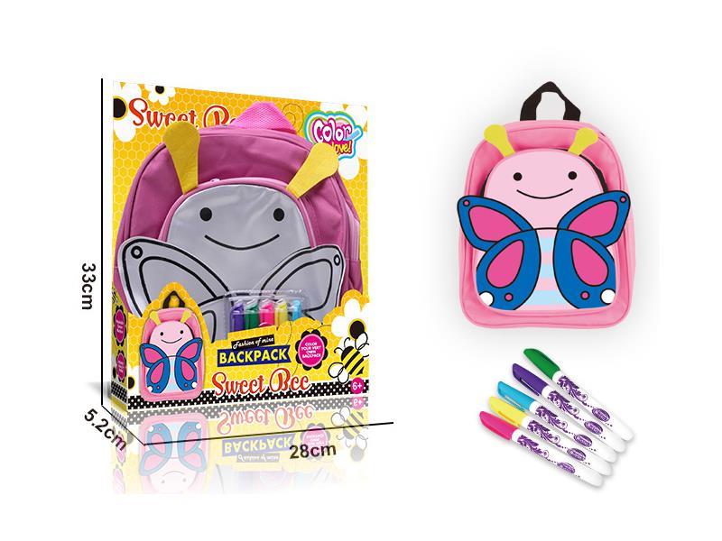 Bee DIY Coloured Drawing Painting Backpack(5 Colour Washable Pen)