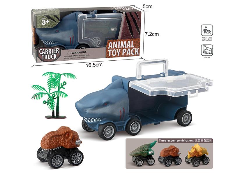 Slide Shark Storage Car + 1 Pull Back Dinosaur Car,1 Tree