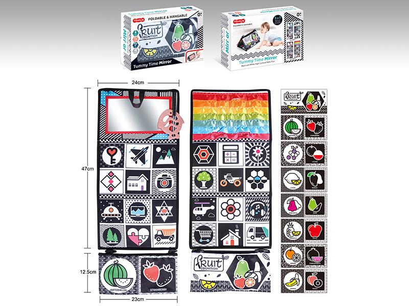 Foldable & Hangable Tummy Time Mirror Black And White Contrast Baby Toys