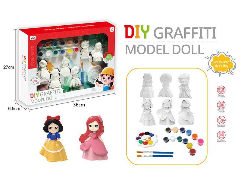 DIY Graffiti Soft Glue Solid Modle Princess Dolls