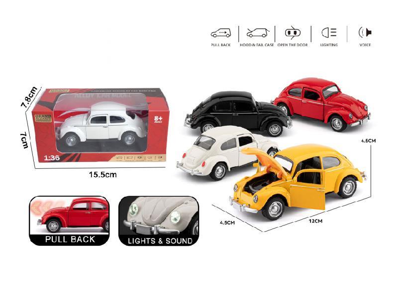 1:36 Rebound Alloy Car Model - Lamborghini (12 Pieces/Display Box) Four-Color Mixed Set