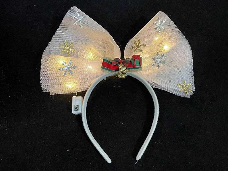 Christmas Bow Headband With Lights