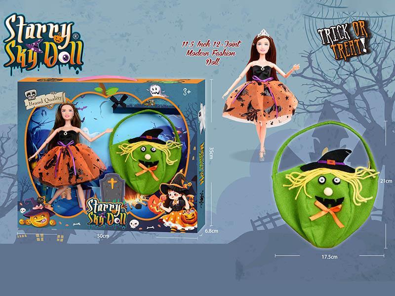 11.5 Inch 12-Joint Halloween Doll With Handbag