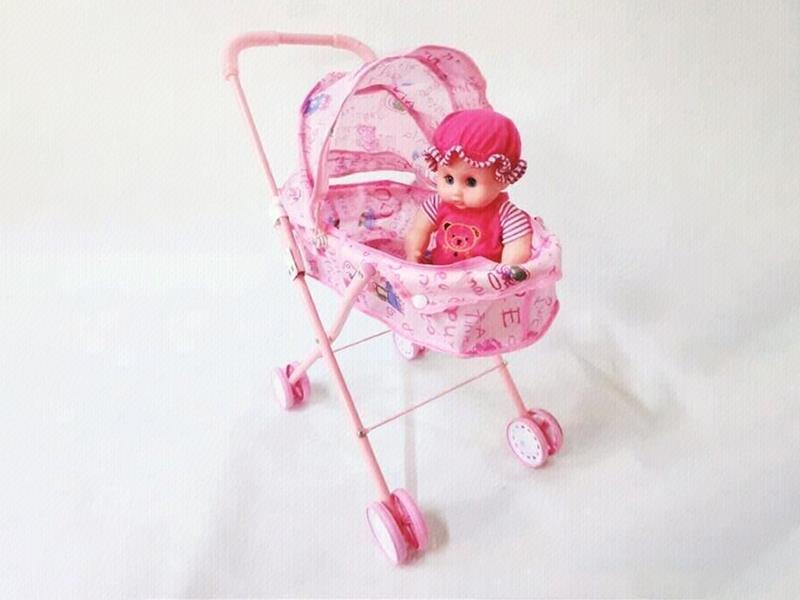 Pink Iron Stroller + Doll