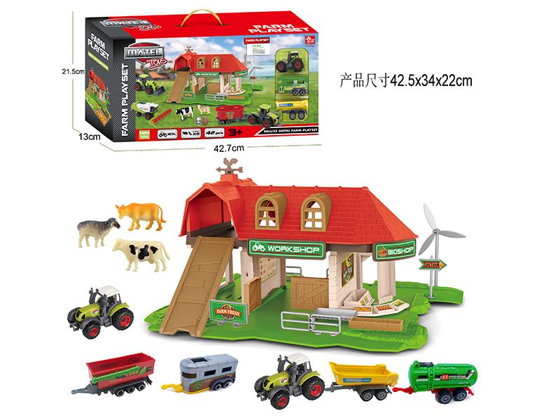 Alloy Car Farm Parking Lot Scene Set