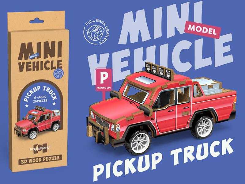 Mini Wooden 3D Puzzle - Pickup Truck
