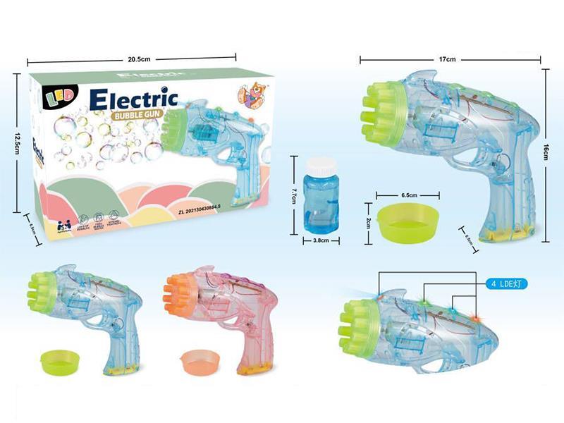 Transparent Bubble Gun With 4 Lights,1 Bubble Water