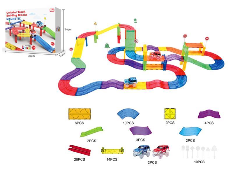 83PCS Color Tracks +2 Light-Emitting Cars