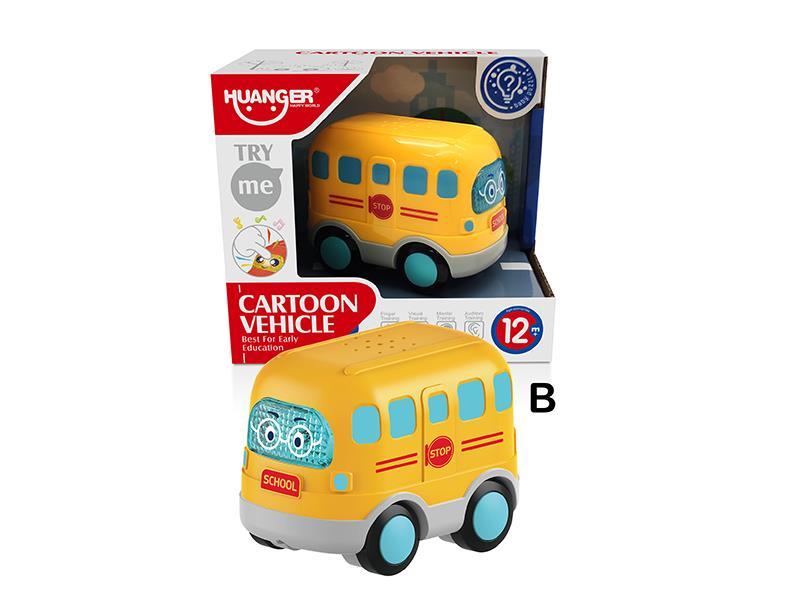 Slide Cartoon Car With Sound And Light-School Bus