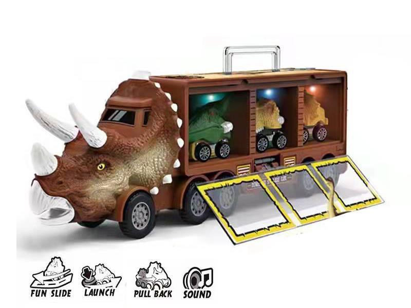 Dinosaur Storage Friction Car With Light And Music,3 Pull Back Car