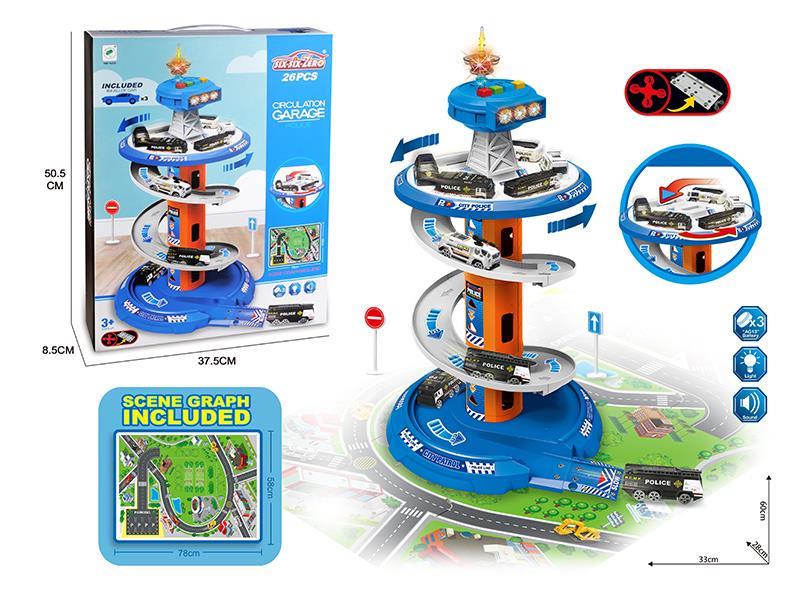 Multifunctional  Police Spiral Parking Lot Set With Light And Music26PCS