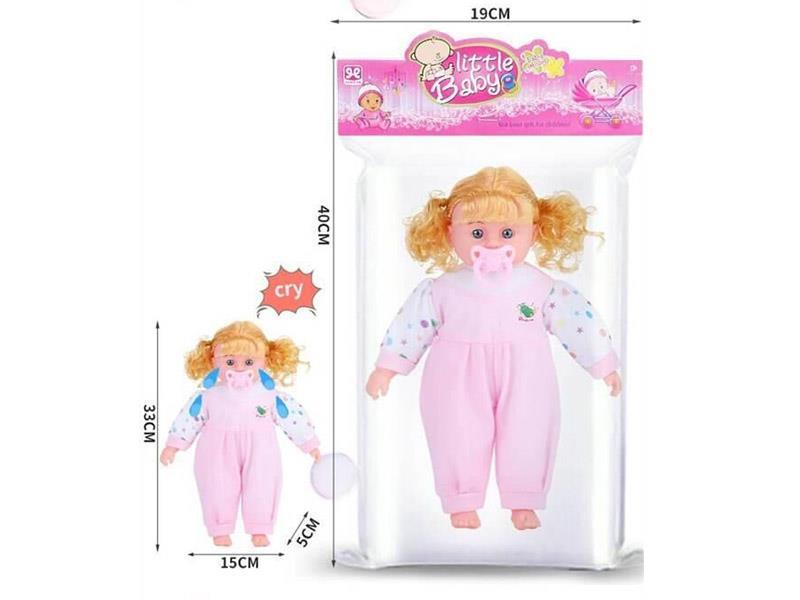12" Cotton Body Baby Doll With Crying Sound + Pacifier