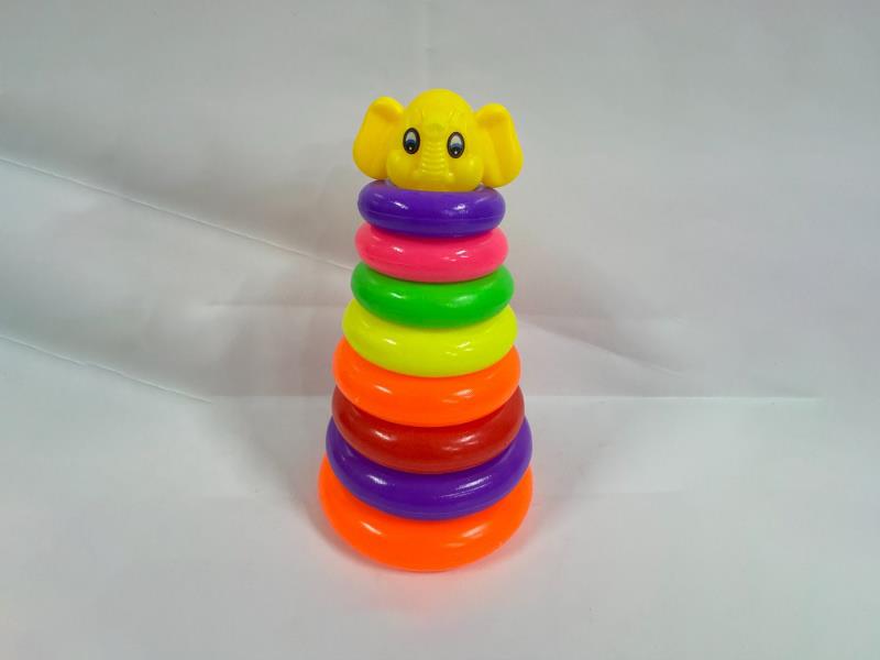 Baby Elephant Rainbow Tower Jenga Ring 8 Layers
