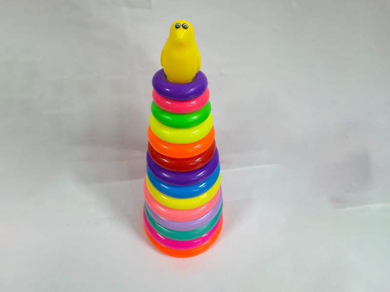 Penguin Rainbow Tower Jenga Ring 14 Layers