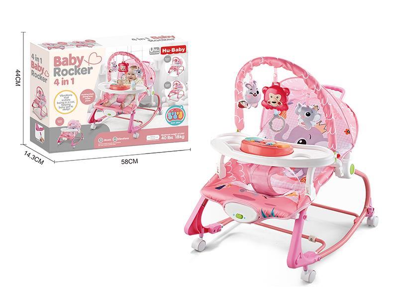 Baby Rocking Chair With Dinner Plate, Wheel, Music Piano