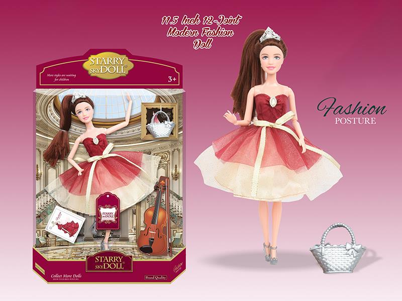 11.5 Inch 12-Joint Modern Fashion Doll With Handbag, Crown, Wish Card