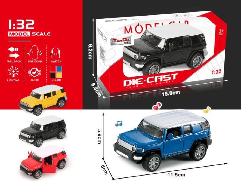 1:32 Simulation Toyota FJ Pull Back Alloy Car With Two Doors And Lights Music
