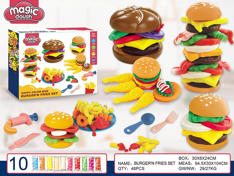 Color Clay Burger Fries Set