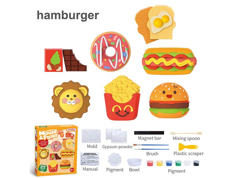 DIY Hamburger Plaster Mould Color Drawing Toy