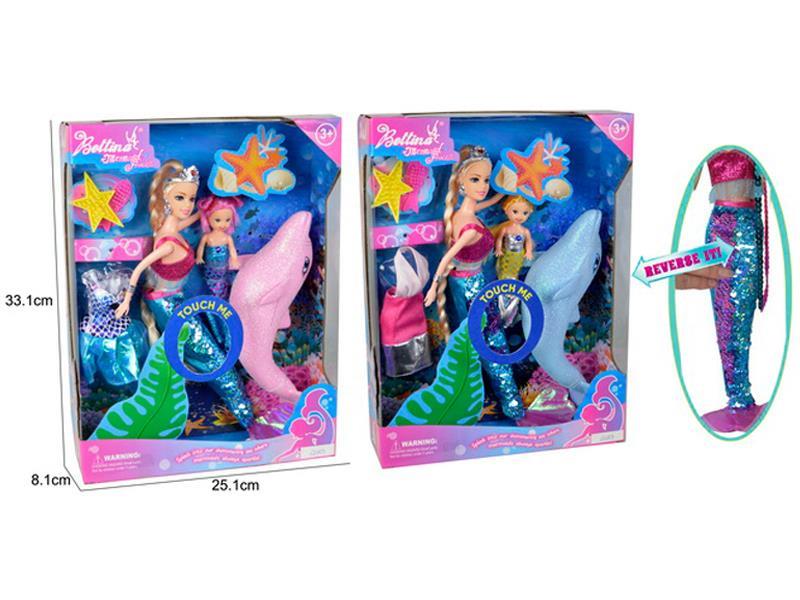 Mermaid Princess And 3-Inch Doll With Dolphin+Accessories