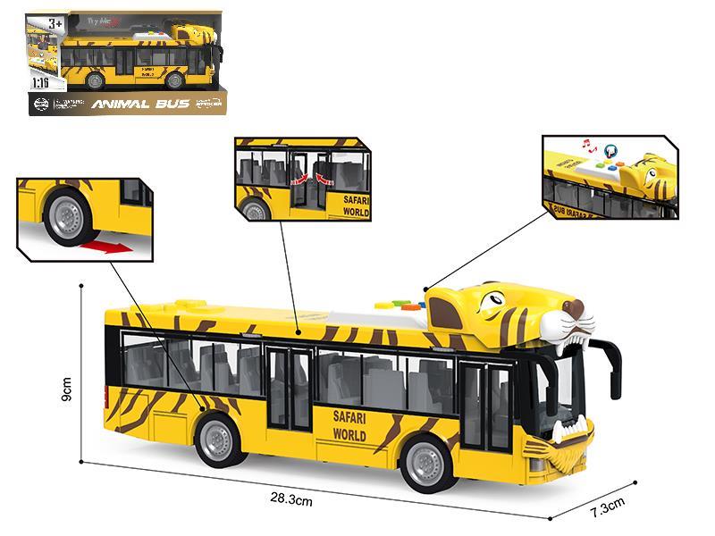 1:16 Friction Tiger Head Bus With Light And Music