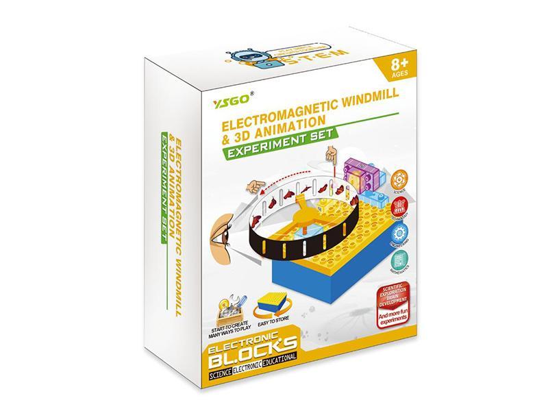 Electromagnetic Windmill &3D Animaton Building Blocks 37pcs