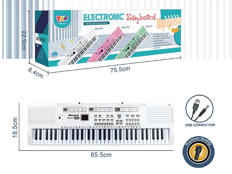 61 Key Multifunctional Electronic Organ With USB Cable, Microphone(White)
