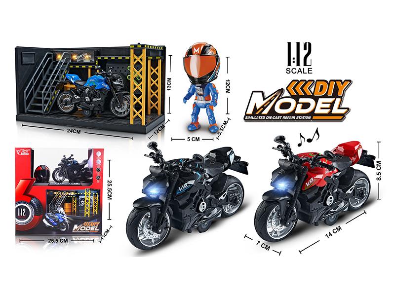 1:12 Pull Back Alloy Ducati Streetfighter Motorcycle With Lights And Music(Display Stand+Helmet+Scene)