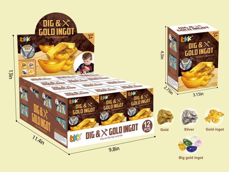 Archaeological Dig Toy :Gold Ingot 12pcs